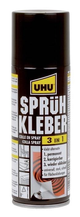 Sprühkleber 3 in 1 leicht gelblich 200 ml Spraydose UHU 6 Dosen