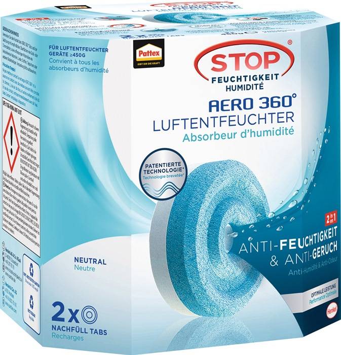 Luftentfeuchter Aero 360 2 Tabs à 450g PLAN2 neutral Pk.PATTEX 12 Stück