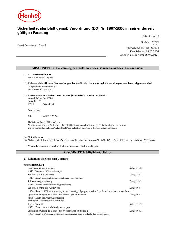 Montagekleber Construct PUR-Express EN 204: D4 perlweiß 440g Kartusche PONAL