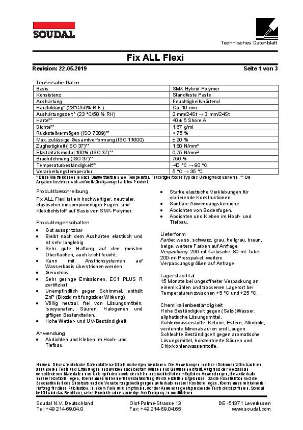 Kleb- u.Dichtstoff Fix All Flexi weiß 470g Kartusche SOUDAL 12 Kartuschen