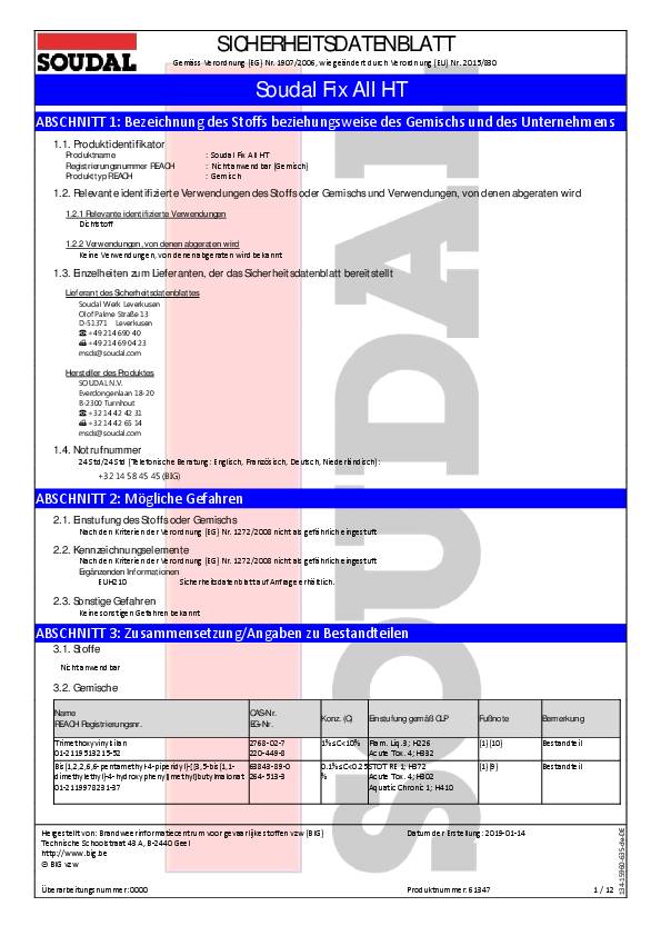 1K-Hybrid-Polymer Fix All HT weiß 420g Kartusche SOUDAL 12 Kartuschen