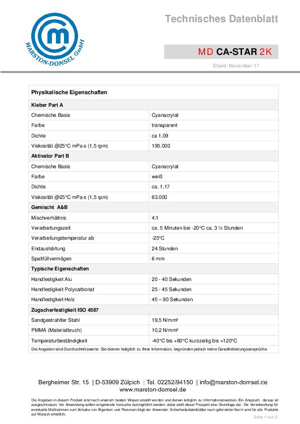 2K-Cyanacrylatklebstoff MD CA-Star 10g transp.Doppelspritze MARSTON