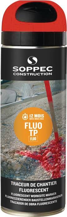 Baustellenmarkierspray FLUO TP leuchtrot 500 ml Spraydose SOPPEC 12 Dosen
