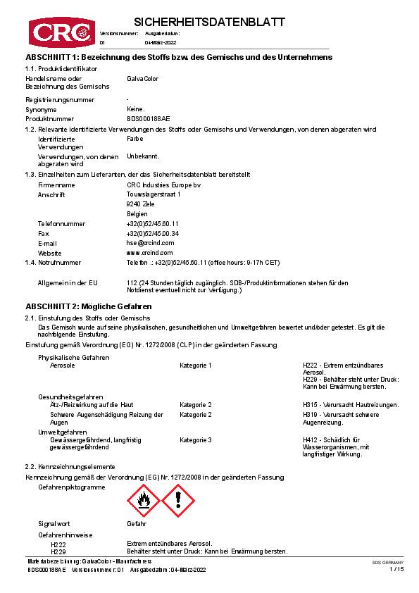 Farbschutzlackspray 2in1 GALVACOLOR tiefschwarz RAL9005 matt 500ml Spraydose CRC
