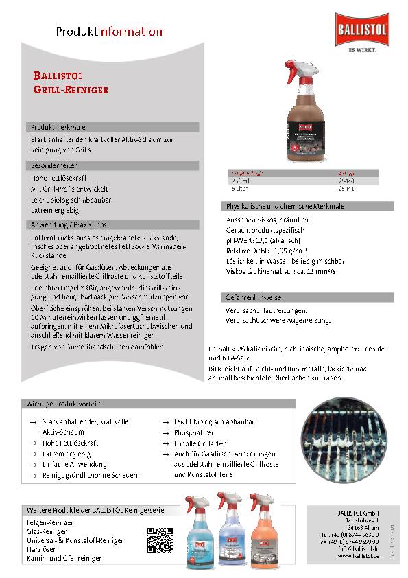 Grillreiniger 750ml Sprühflasche BALLISTOL 6 Stück