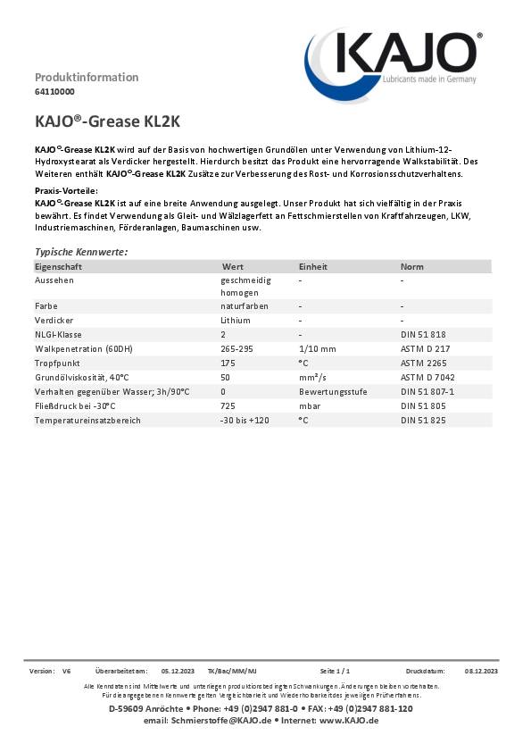 Mehrzweckfett 400g hell Kartusche KAJO 24 Kartuschen