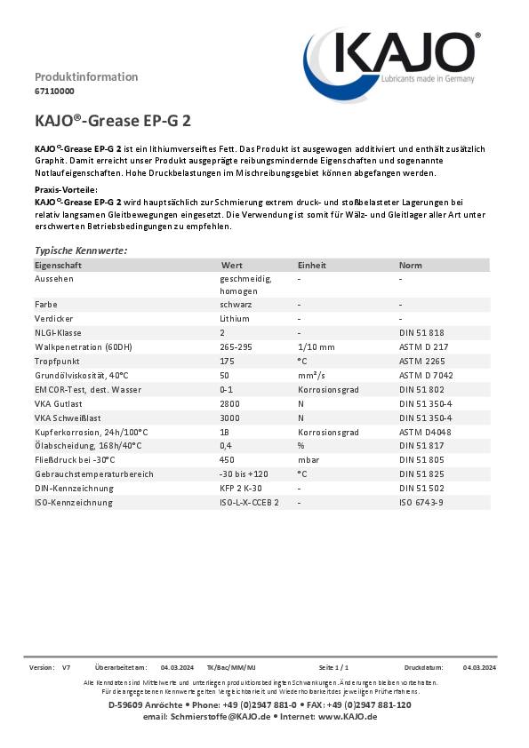 Hochdruckfett graphitiert 400g schwarz Kartusche KAJO 24 Kartuschen