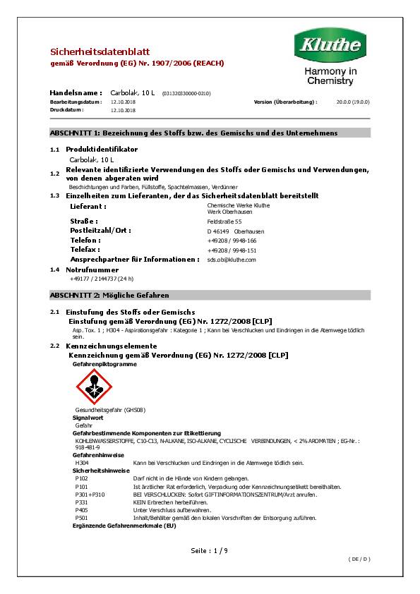 Imprägniermittel Carbolak® naturbraun 10l Kanister KLUTHE