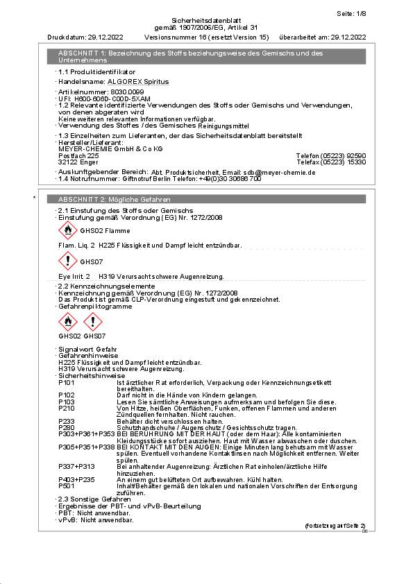 Brennspiritus 20l Kanister ALGOREX