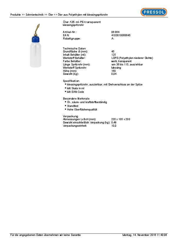 Öler PE 125 ml o.Pumpe PRESSOL
