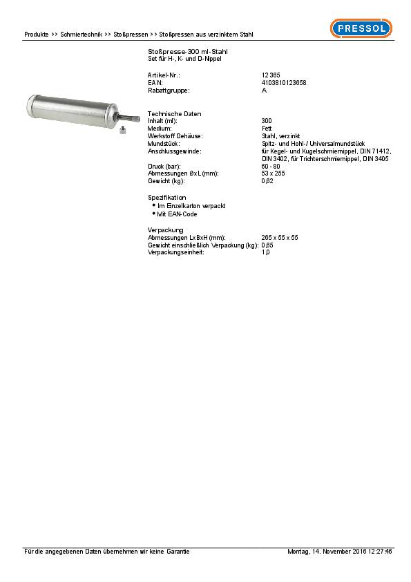 Stoßpresse a.STA f.loses Fett 300 ml PRESSOL
