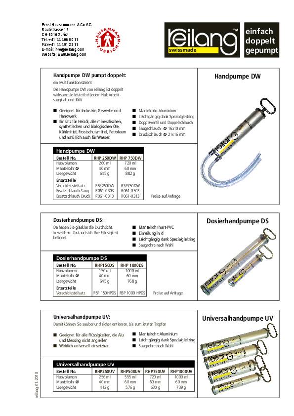 Handpumpe DW 720 ml REILANG