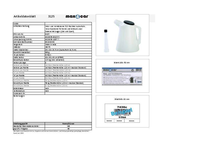 Messkanne 5l PE MAX4CAR
