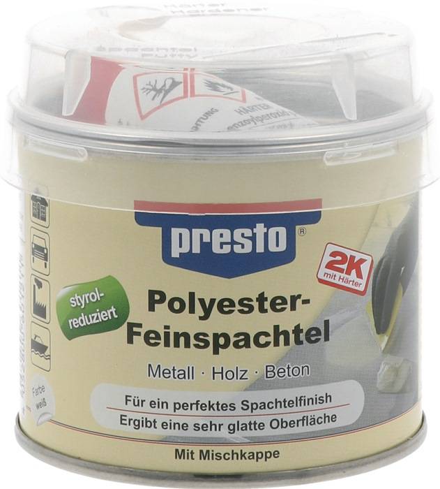 2K-Feinspachtel prestolith® weiß,Härter rot 250g Dose PRESTO 6 Dosen