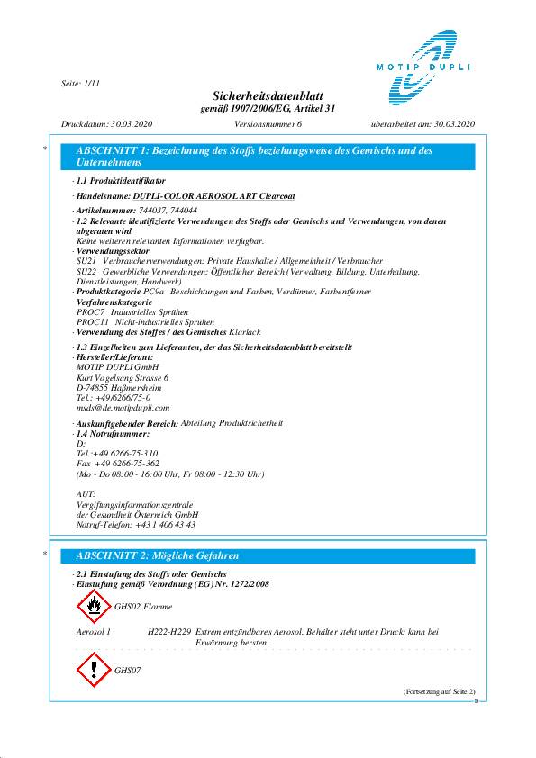 Buntlackspray AEROSOL Art Klarlack ma 400ml Spraydose 6 Dosen