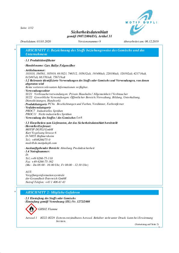 Felgensilber CAR´s Alu silber glänzend 400 ml Spraydose DUPLI-COLOR 6 Dosen