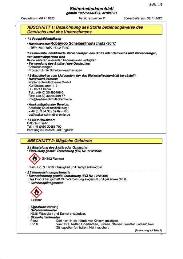 Scheibenreiniger m.Frostschutz gebrauchsfertig b.-30GradC 5l Stapelkanister