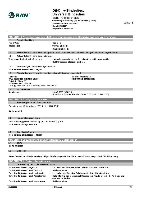 Universalbindevlies L.40cm B.50cm 200 Tü.Krt.RAW