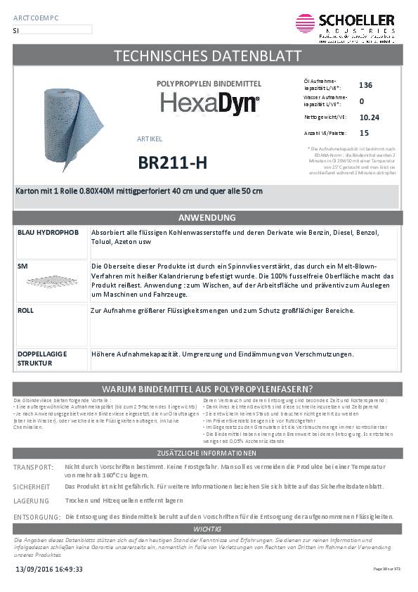 Ölbindevlies L.40m B.80cm Rl.SCHOELLER INDUSTRIES