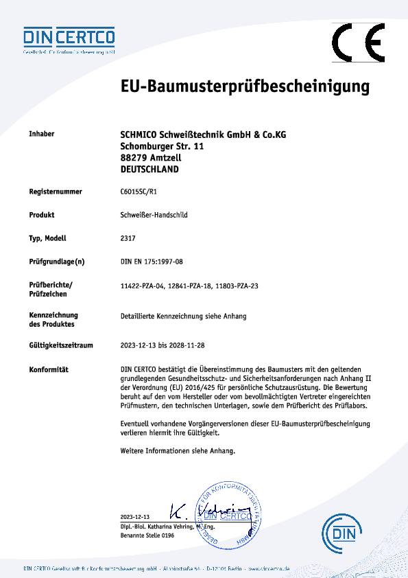 Schweißerschutzschild m. DIN-9-Glas u. Vorsatzglas 90x110mm Ku.
