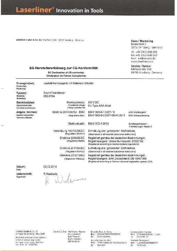 Geräuschpegel-Messgerät SoundTest Master m.intergriertem Langzeitspeicher