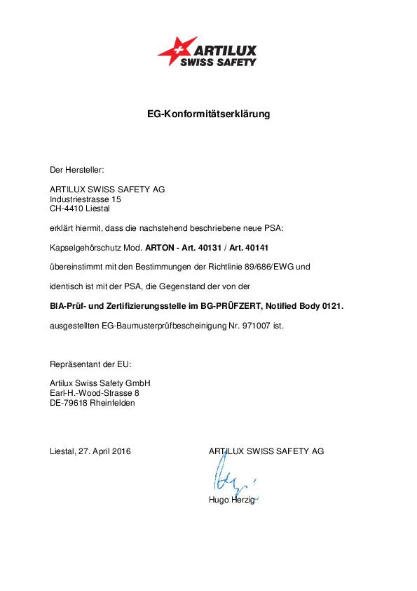 Gehörschutz Arton Metal EN 352-1 SNR 24 dB gepolsterter Kopfbügel