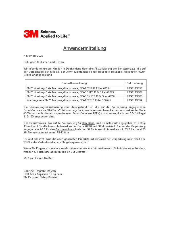 Farbspritzmaske 4255+ EN 405:2001+A1:2009 FFA2 P3 RD einzeln verp.3M