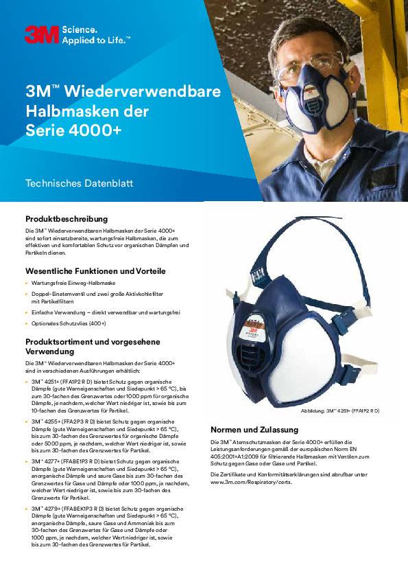 Farbspritzmaske 4255+ EN 405:2001+A1:2009 FFA2 P3 RD einzeln verp.3M