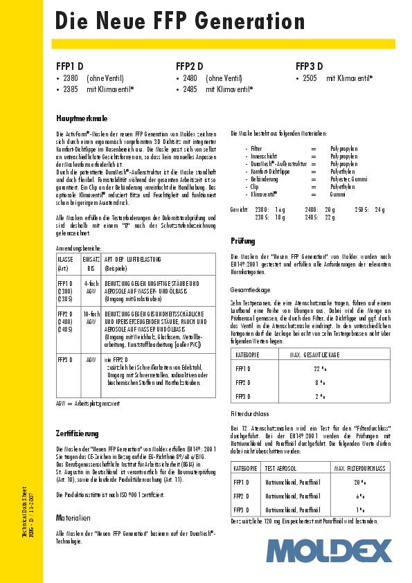 Atemschutzmaske Smart 248501 FFP2/V NR D m.Ausatemventil 20St./KT MOLDEX