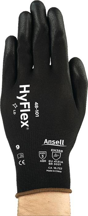 Handschuhe HyFlex® 48-101 Gr.7 schwarz EN 388 PSA II Nyl.m.PU ANSELL
