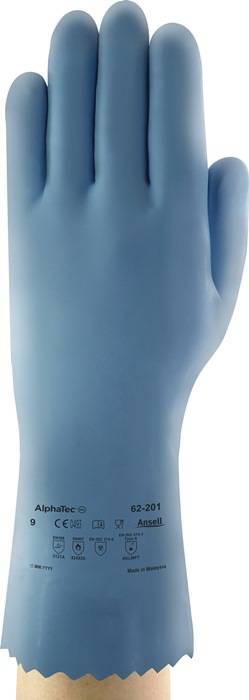 Chemiehandschuh AlphaTec® 62-201 Gr.9 blau EN 388,EN 374,EN 407 PSA III ANSELL 12 Paar