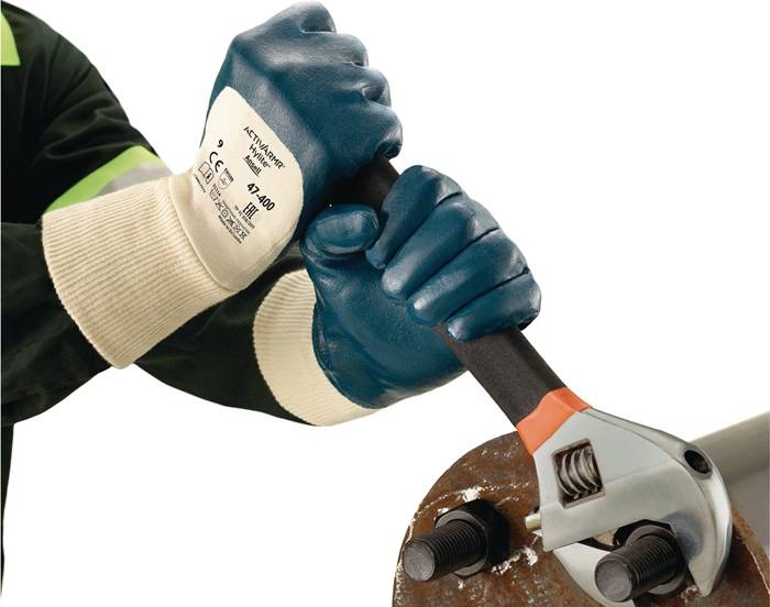 Handschuhe ActivArmr Hylite 47-400 Gr.10 weiß/blau EN 388 PSA II ANSELL 12 Paar