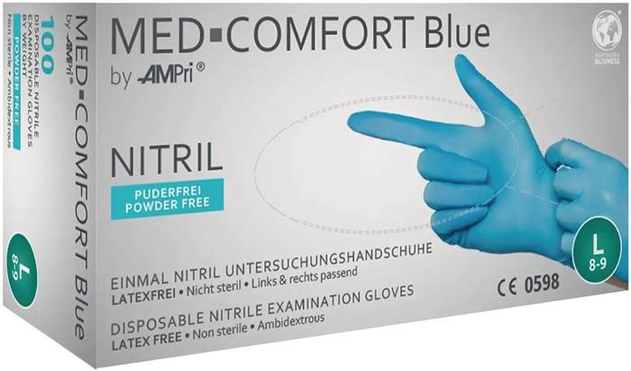 Einw.-Handsch.Med Comfort Blue Gr.L blau Nitril PSA III 100 St./Box