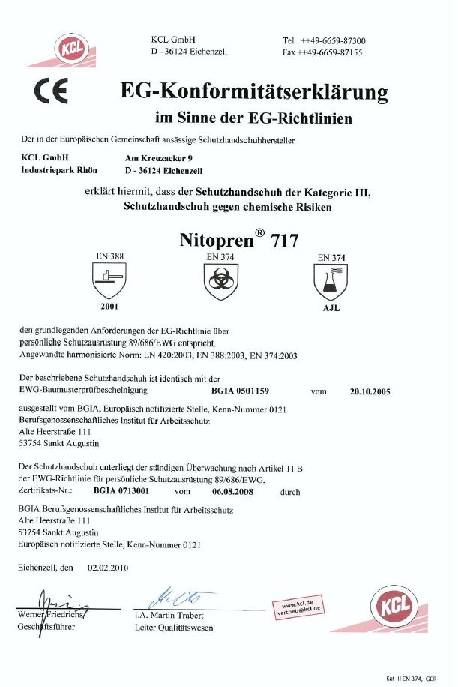 Chemiehandschuh Nitopren 717 Gr.9 dunkelgrau EN 388,EN 374 PSA III HONEYWELL