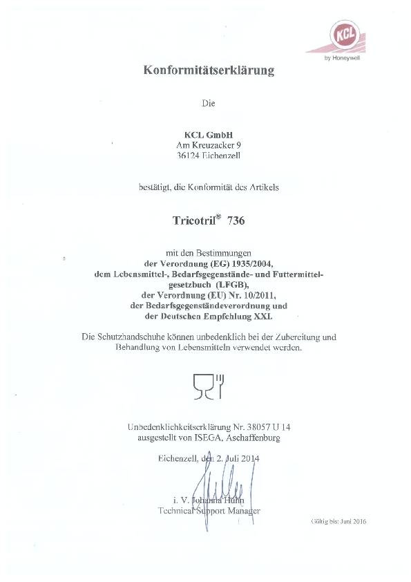 Chemiehandschuh Tricotril 736 Gr.10 grün EN 388,EN 374 PSA III HONEYWELL