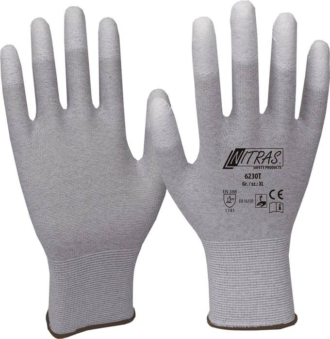 Handschuhe Gr.10 grau/weiß EN 388,EN 16350 PSA II 12 Paar