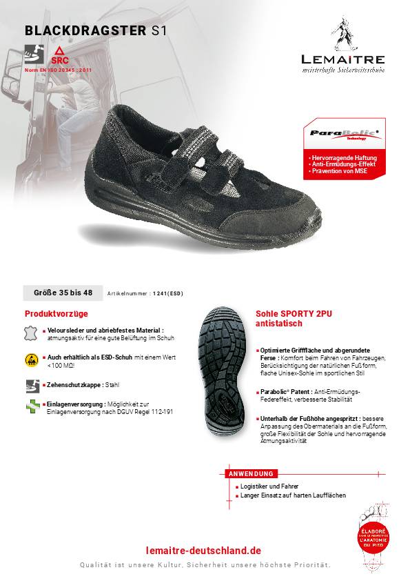 Sicherheitssandale Dragster-1240 Gr.43 braun/schwarz Leder