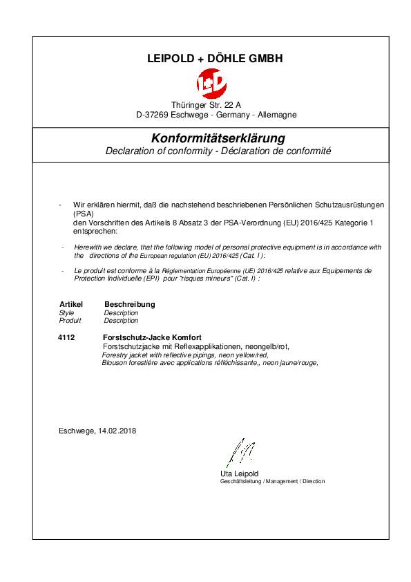 Forstschutzjacke Komfort Gr.M neongelb/rot