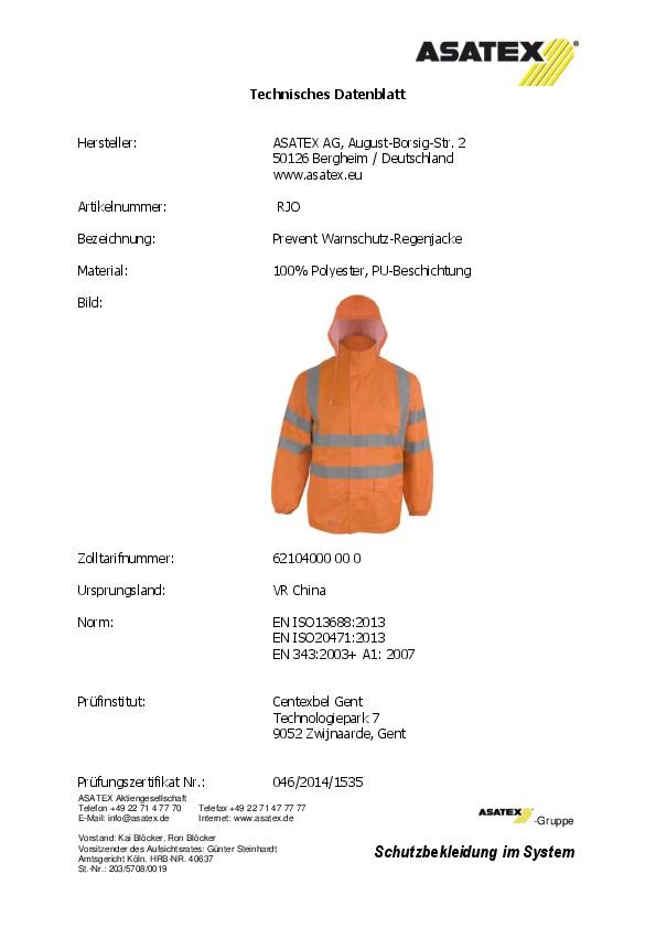 Warnschutz-Regenjacke Gr.M orange PREVENT