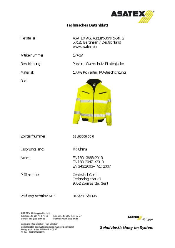 Warnschutz-Pilotenjacke Gr.XXL gelb PREVENT