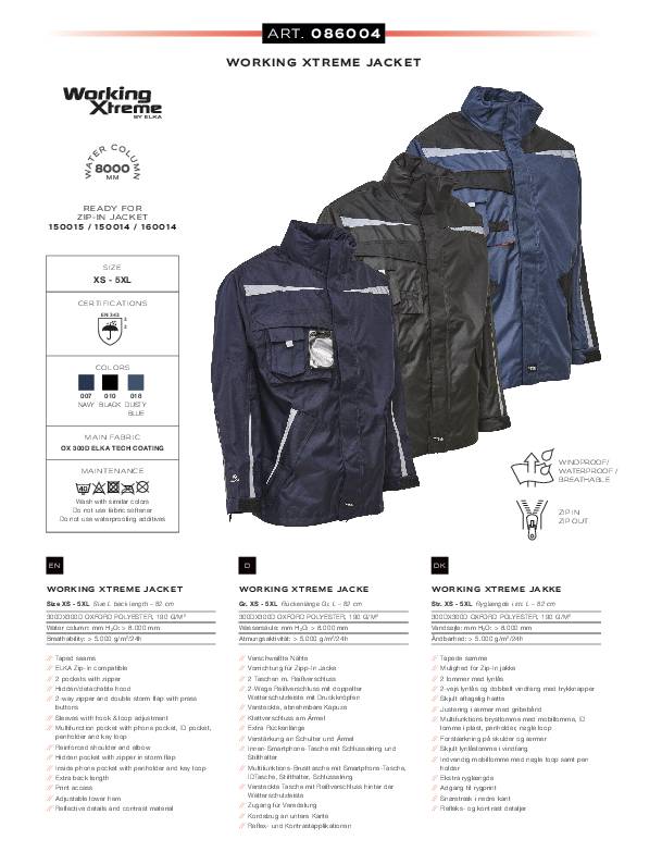 Regenschutzjacke WORKING XTREME Gr.L schwarz ELKA RAINWEAR