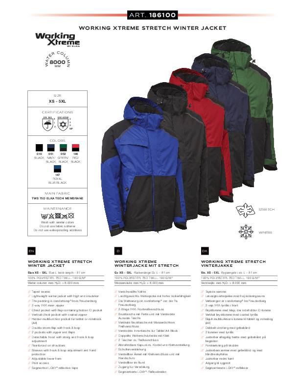 Winterjacke WORKING XTREME Gr.M schwarz ELKA RAINWEAR