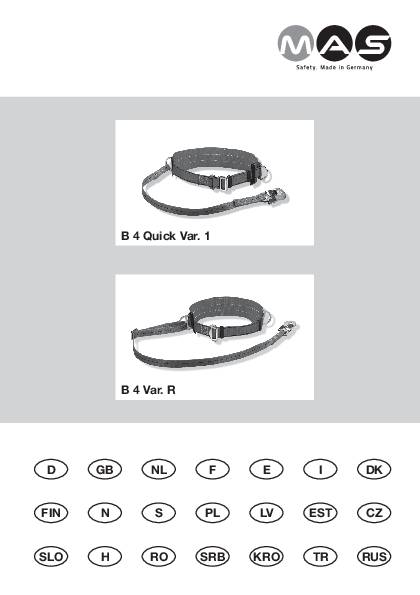 Haltegurt Typ B4 Var.R EN 358 L.ca.1550mm f.Leibumfang 750-1200mm MAS