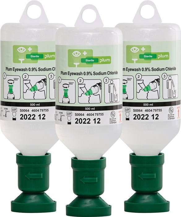 Augenspülflasche 0,5l 3 Jahre (ungeöffnete Flasche) DIN EN15154-4 3 Stück/Kt.PLUM 3 Stück