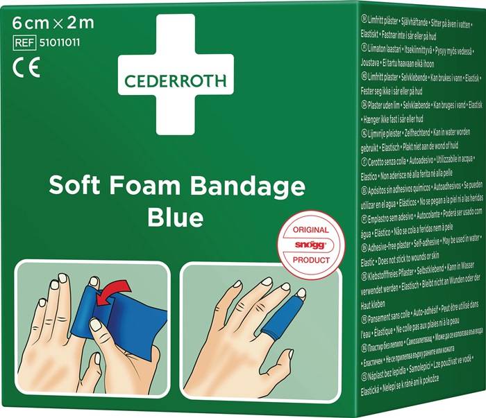 Pflaster u.Bandage Soft Foam selbsthaftend elastisch,blau Rl.6cmx2m CEDERROTH