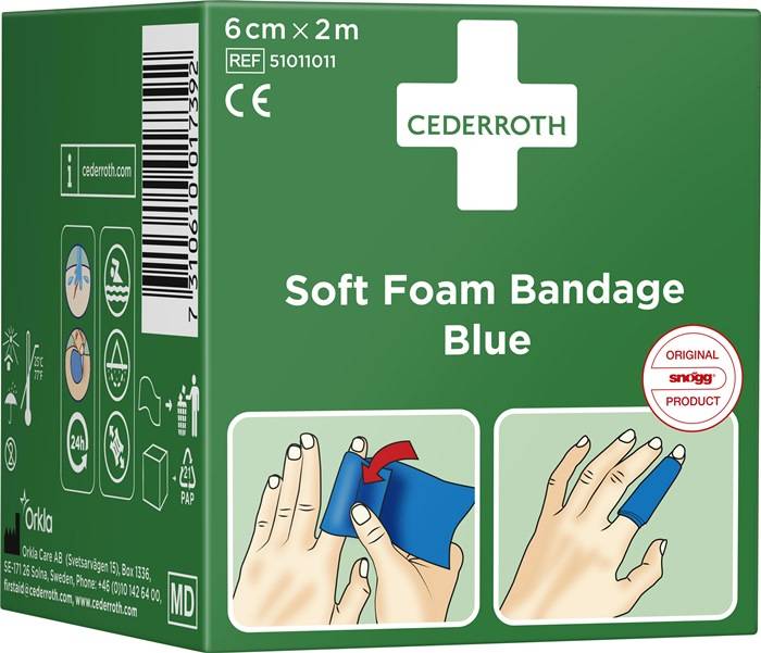 Pflaster u.Bandage Soft Foam selbsthaftend elastisch,blau Rl.6cmx2m CEDERROTH