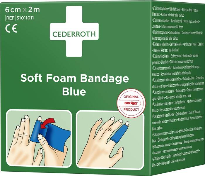 Pflaster u.Bandage Soft Foam selbsthaftend elastisch,blau Rl.6cmx2m CEDERROTH