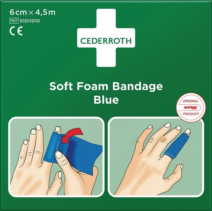 Pflaster u.Bandage Soft Foam selbsthaftend elastisch,blau Rl.6cmx4,5m CEDERROTH