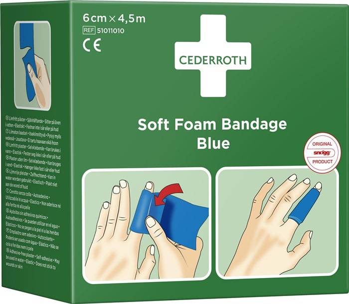 Pflaster u.Bandage Soft Foam selbsthaftend elastisch,blau Rl.6cmx4,5m CEDERROTH