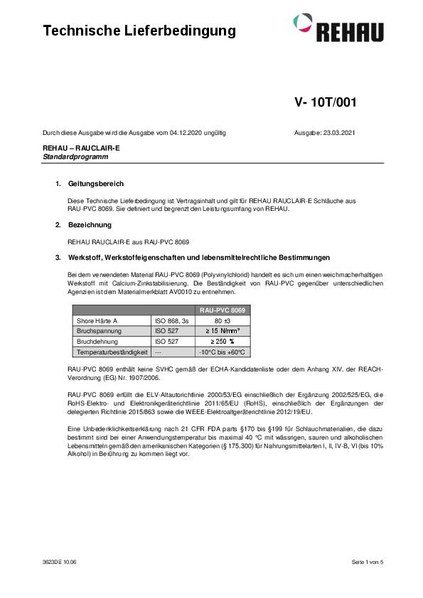 PVC-Schlauch RAUCLAIR-E ID 16mm L.50m 2mm 20mm Rl.REHAU